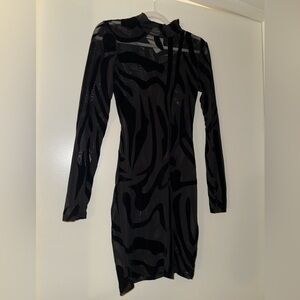 Black sheer and velvet pattern dress